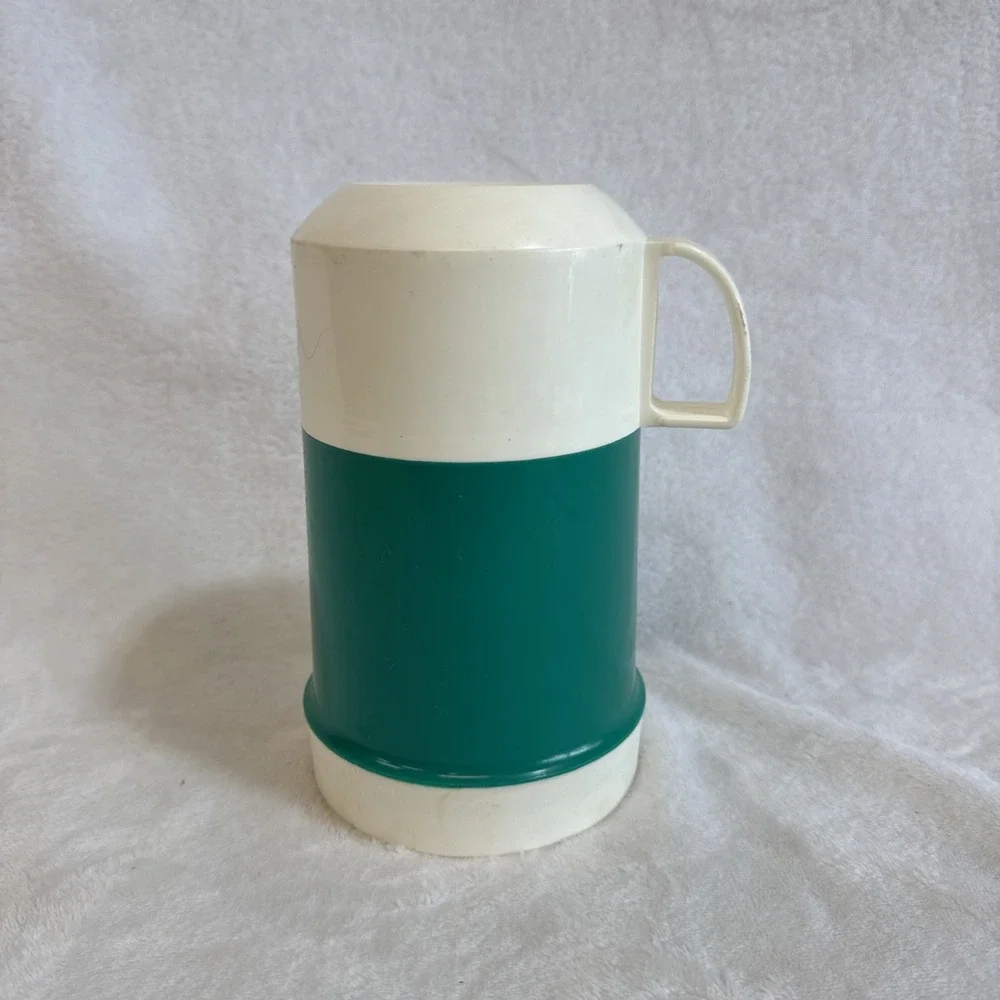 Vintage Thermos Green and‎ White Insulated Beverage Container Hot Cold
